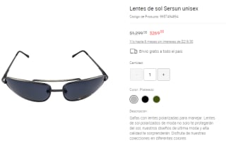 Lentes de Sol Sersun Unisex por $269 en Liverpool