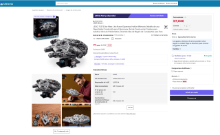 LEGO 75375 Star Wars Una Nueva Esperanza Halcón Milenario por 57,04€