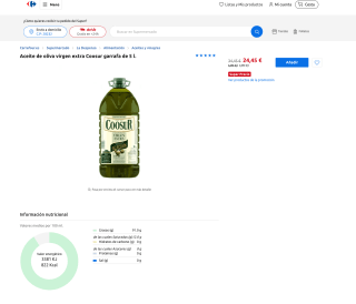 Aceite de oliva virgen extra Coosur garrafa de 5l por solo 24,45€