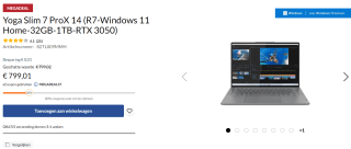 Yoga Slim 7 ProX 14 (Ryzen 6800Hs, RTX 3050, 32GB/1TB, 3K 120Hz 400 nits IPS