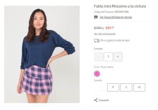 Falda Mini Mossimo a la Cintura por $90 en Suburbia
