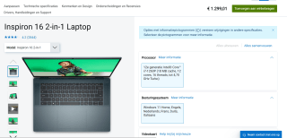 Dell Inspiron 16" 2-in-1 Laptop voor €1.299,01 bij Dell