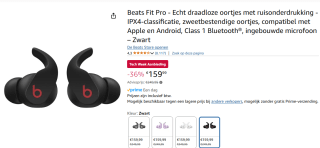 Beats In-Ear Fit Pro Earbuds voor €159,99 bij Amazon