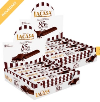 2 estuches de 16 chocolatinas Lacasa chocolate negro intenso 85% y envío gratuito