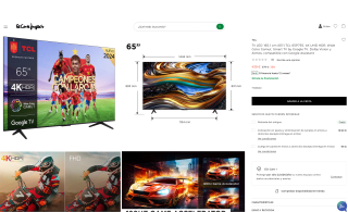 TV TCL 65" 65P755 4K Ultra HD DLED Google TV Dolby Atmos Wi-Fi Bluetooth por solo 439€