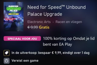 Need for Speed Unbound Palace-upgrade gratis in de Xbox store