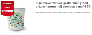 Gratis emmer vanaf €30 bij Aveve
