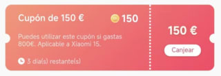 Cupones hasta 150€ Descuento en la APP de Xiaomi