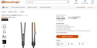 Lisseur séchant Dyson Airstrait à 449€