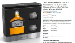 Botellasde Jack Daniel's Gentleman Jack + 2 Vasos por 27,60€