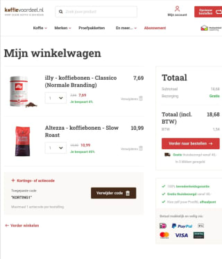 EXTRA korting en actiecodes bij koffievoordeel. Nl