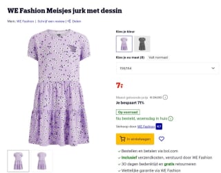 Korting bij Bol.com op WE Fashion Meisjes jurk met dessin