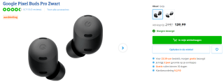 Google Pixel Buds Pro voor €139,99 bij Coolblue