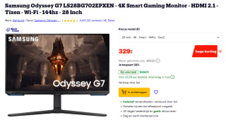 Samsung Odyssey G7 LS28BG702EPXEN 4K 28" Smart Gaming Monitor voor €329 bij Bol