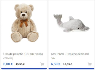 Oferta amantes de peluches desde solo 3,50€