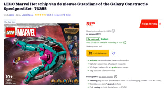 Lego Marvel "Het nieuwe schip van de Guardians" (76255) voor €51,99 bij Bol