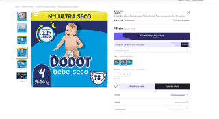 Pañales Bebé Dodot Seco Tallas 3,4,5,6 por solo 11,62€