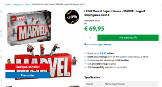 Lego Marvel Logo (76313) voor €69,95 bij Goodbricks