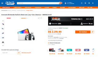 Console da Nintendo, modelo Nintendo Switch Oled - R$ 2.219,99