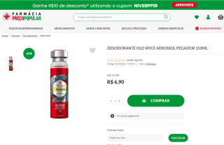 Desodorante Old Spice Aerossol de 150ml - R$ 6,90