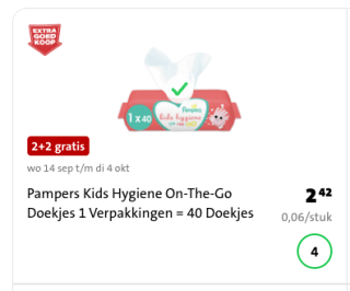 4 pakken pampers voor €7 dmv cashback