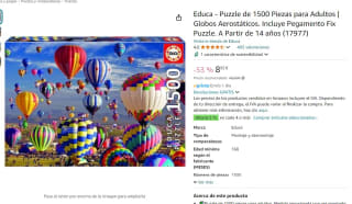 Puzzle de 1500 Piezas marca Educa Globos Aerostáticos por 8,92€
