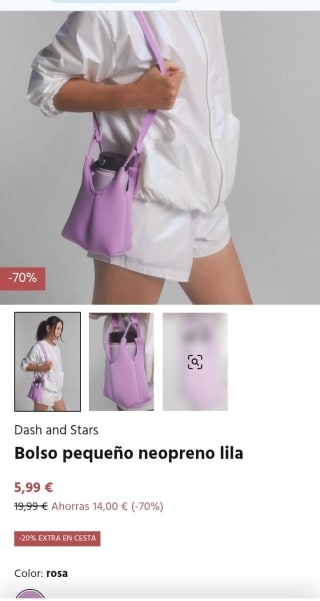 Bolso pequeño neopreno lila por 5,99€.
