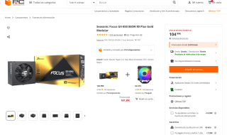 Fuente PC Seasonic Focus GX-850 850W 80 Plus Gold Modular a tan solo 104,99€