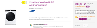 Lavasecadora SAMSUNG WD11DG6B85BKU3 por 589€