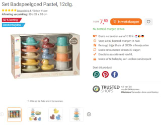 Set Badspeelgoed Pastel, 12dlg. voor €7,50 bij Lobbes