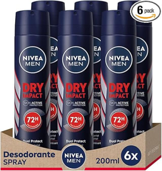 NIVEA MEN Pack ahorro Dry Impact Spray Desodorante para hombre 200ml x 6 unidades por 11,47€