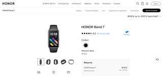 Bracelet connecté Honor Band 7 - Noir à 59,90€