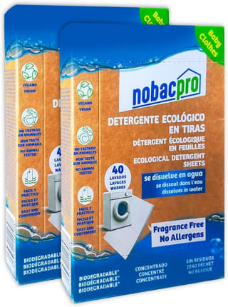NobacPro Detergente en Tiras para Lavadora Hasta 80 Lavados - 40 Tiras Olor Free Fragance por 9,99€
