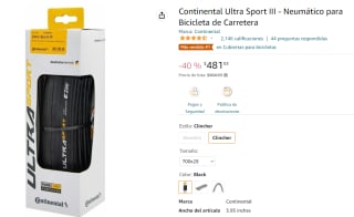 Neumático Continental Ultra Sport III a $481 en Amazon