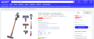 DYSON V10 Absolute - Aspirateur Balai sans fil à 389€