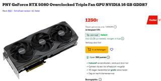 PNY GeForce RTX 5080 16G OC Triple Fan videokaart voor €1.250 bij Bol