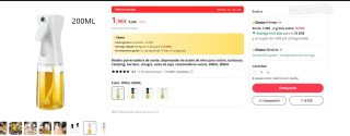 pulverizadora de aceite 200ml en color blanco o negro por 1,98€