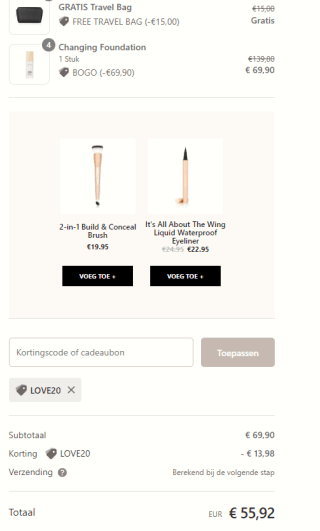 Meroda Changing Foundation 2+2 gratis met gratis tasje bij Merodacosmetics