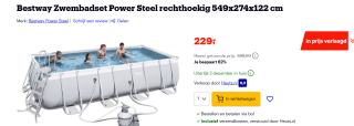 Bestway opzetzwembad Power Steel lichtgrijs 549x274x122cm voor €229 bij bol