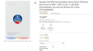 Disco Duro Externo HDD Seagate Starfield 5TB por $2,669 en Amazon