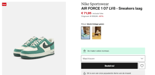 Nike Air FORCE 1 07 LV8 Vintage Green voor €71,95 bij Zalando