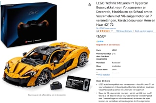 Lego Technic McLaren P1 (42172) voor €310 bij Amazon