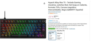 Teclado Gaming mecánico HyperX Alloy Rise 75 por 57,66€