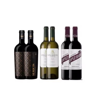Pack 6x Botellas Wine Lovers: Sericis Cepas Viejas Monastrell Viña Mayor Verdejo Hacienda López de Haro Rioja Tempranillo por solo 27,52€