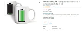 Taza que cambia de color por solo 5,50€ diseño de pila