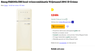 Smeg FAB30LCR5 koel-vriescombinatie Vrijstaand 294 l D Crème voor €1.249 bij Bol.