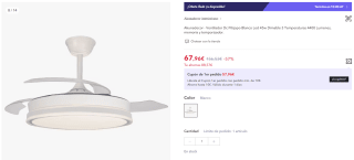 Akunadecor Ventilador Dc Pitijopo Blanco Led 45w por 67,96€ (cuenta nueva por 55,96€ APP)