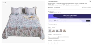 Colcha de Verano cama matrimonio de 135cm, Incluye 2 fundas de cojín 50x50 por 11.59€