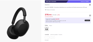 Sony WH-1000XM5 Auriculares Inalambricos por 278,99€ (cuenta nueva por 266,99€)