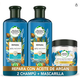 2 Herbal Essences Champu y Mascarilla Pelo con aceite de Argán 400ml+ 250ml por 10,79€